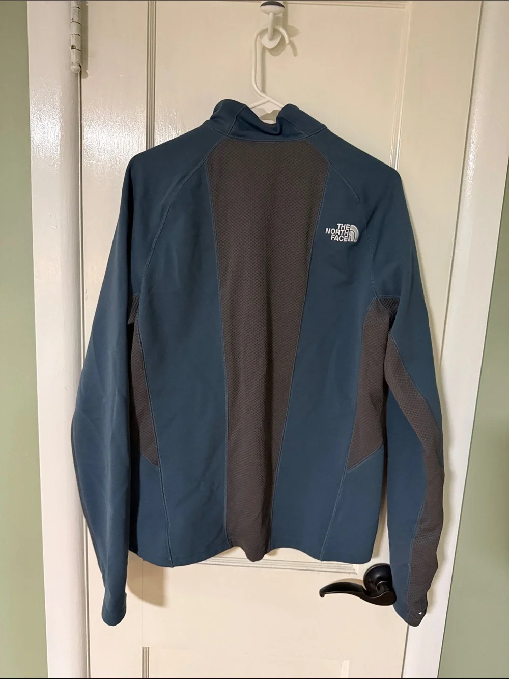 The North Face Men's Teal Performance Quarter-Zip with Neon Yellow Accents